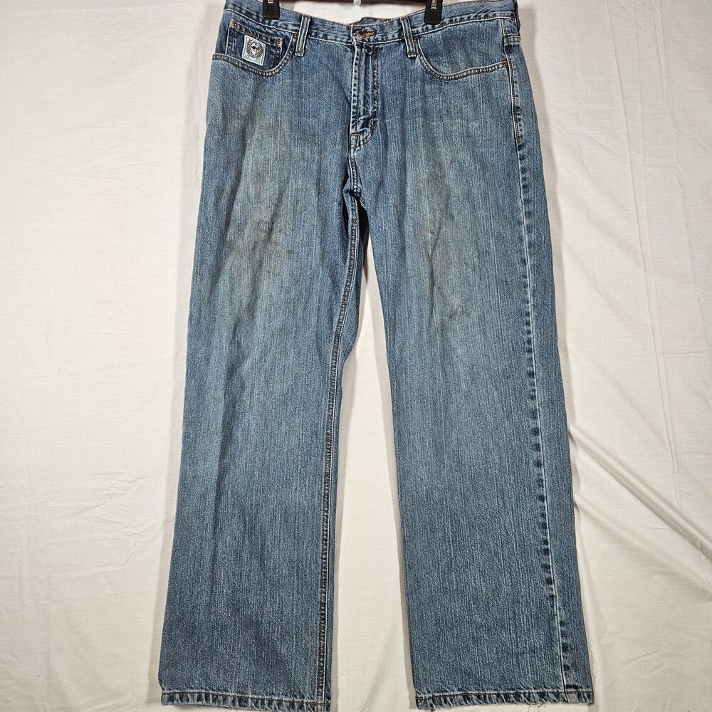 Y2K Cinch Jeans Mens 38x32 Blue Relaxed Straight Denim Cowboy Western MB92334